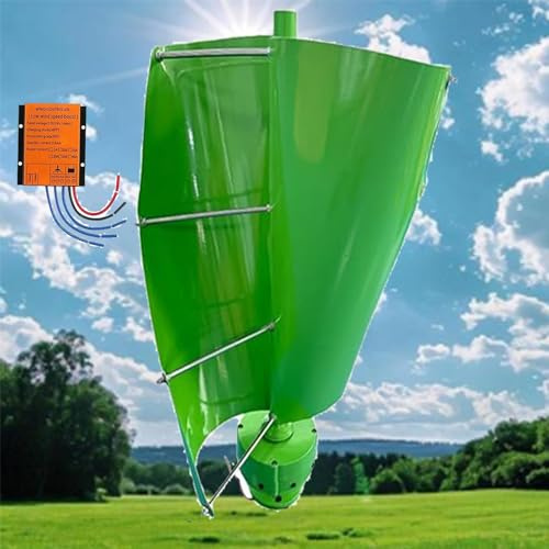 Aerogenerador de 14000W Turbina eólica Vertical 12V 24V 48V, for el hogar, Molino de Viento de energía Libre, Maglev Permanente con Controlador MPPT(Green,12V)