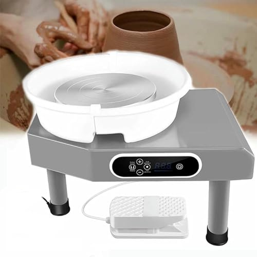 Tornio elettrico per ceramica, macchina per tornitura della ceramica, macchina per la formatura della ceramica per impieghi gravosi con pedale e touch screen LCD.,Grey