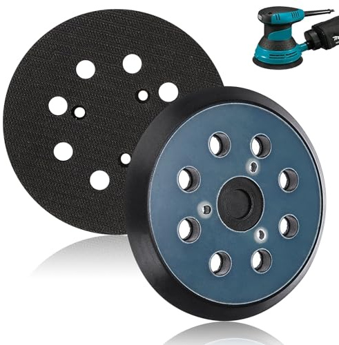 Almohadillas para lijadora orbital de 5 pulgadas, almohadilla de repuesto para lijadora de 8 agujeros, 2 piezas de base de gancho y bucle, lijadora de goma duradera para Makita M9204 BO5030 BO5031