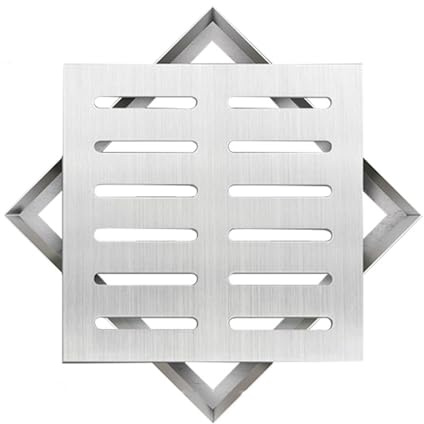Couvercle de puits encastré en acier inoxydable, couvercle de vidange extérieur, 201 grilles d'évacuation, grille d'eau de pluie, couvercle de gouttière de drainage carré, pour jardin/pavage