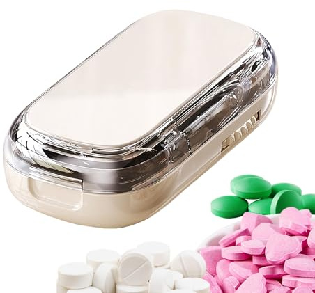 Tablettenteiler Medikamententeiler | Tragbarer Tabletten-Teiler für Kleinteilige Tabletten - Wöchentlicher Pillenschneider-Organizer für Zuhause, Geschäftsreisen, Krankenhaus, Schule, Camping, Arbeit,