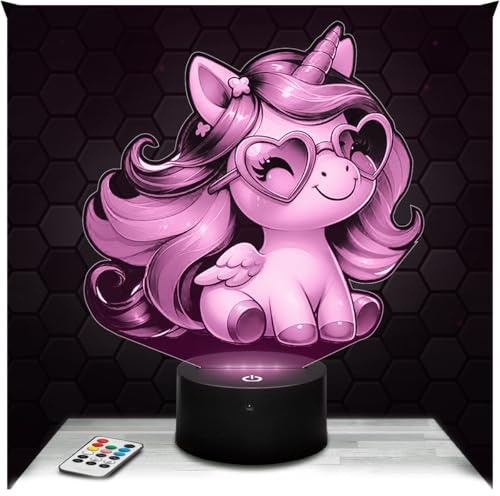 Lampephoto.fr - Lampada 3D Unicorno Occhiali Cuore Bambino, Gioventù, Luce Notturna Tattile Led, Effetto Ologramma 3D, Idea Regalo Natale Compleanno Ragazzo o Ragazza, Oggetto decorazione camera