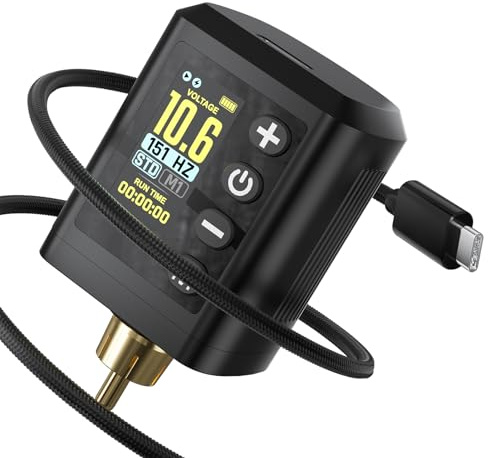 HAWINK Tattoo Batteria Mini 1600mAh RCA per Macchinetta Tatuaggi Ricaricabile Wireless con 4 Modalità Memoria e Modalità Stippling 5-12V P813-1-RCA