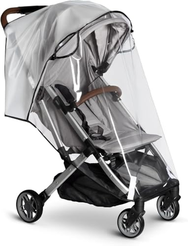 Universal Stroller Rain Cover, Transparent Pushchair Rain Cover Windproof, Food-Grade EVA Breathable Baby Buggy Cover with Air Holes, Easy to Install Foldable for Most Single Prams