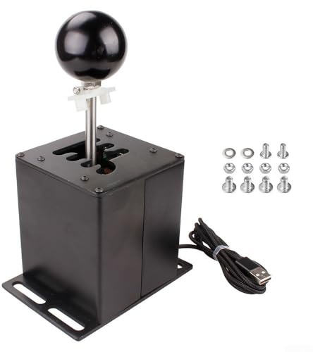 Aluminium-Rennschaltung für Logitech G27 G29 T300 manuelle Gangschaltung mit Kohlefaser-Griff und sicheren Installationspunkten (6-HB039)