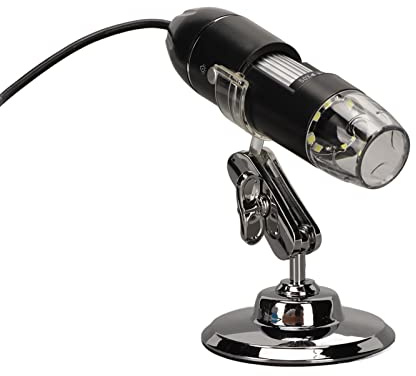 Cuifati HD-Digitalmikroskop 1600X 8 LED-Leuchten 2MP USB-Mikroskop mit Ständer, Kompatibel mit Mac Typ C, Industrielles Schmuck-Hauttestmikroskop, Hohe Vergrößerung