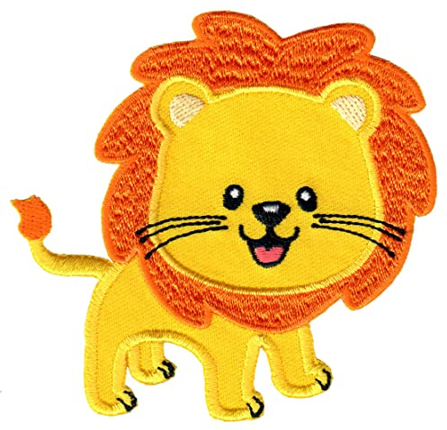 PatchMommy Löwe Aufnäher zum Aufbügeln für Kinder, 8,5 x 9 cm | Gesticktes Bügelbild, Patch & Applikation für Baby- und Kinderkleidung & Rucksäcke – zum Aufbügeln oder Aufnähen
