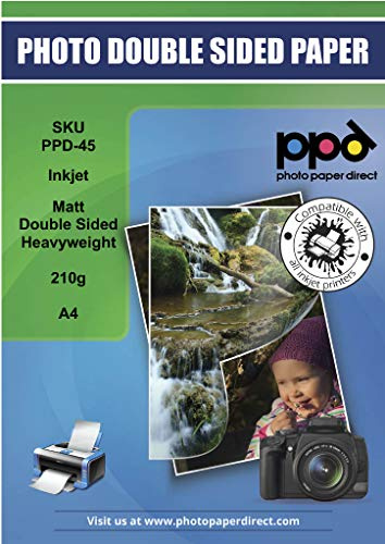 PPD A4 20 Ark 210g Dubbelsidigt Matt Fotopapper Premium för Bläckstråleskrivare - PPD-45-20