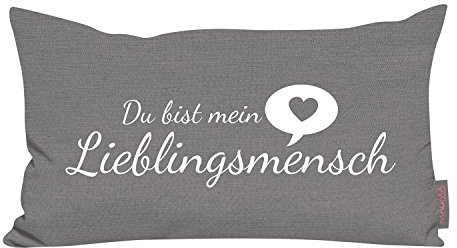 MAGMA Kissen Lieblingsmensch grau 25x45 cm Made in Germany/Ökotex 100