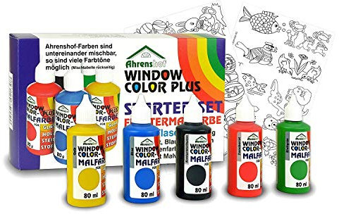 Fenstermalfarben Starter-Set | 5 Farben à 80 ml + viele Motiv-Vorlagen | Window Color Plus Starter-Set