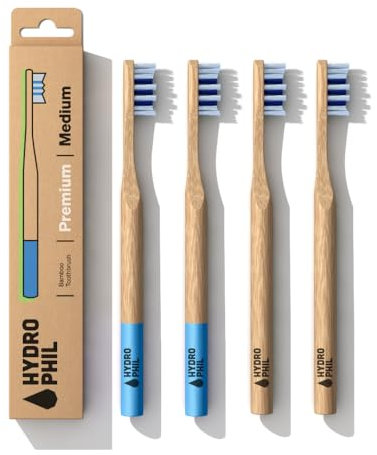 Hydro Phil Sustainable Bamboo Green – Pack of 4 Medium Soft Manual Toothbrush