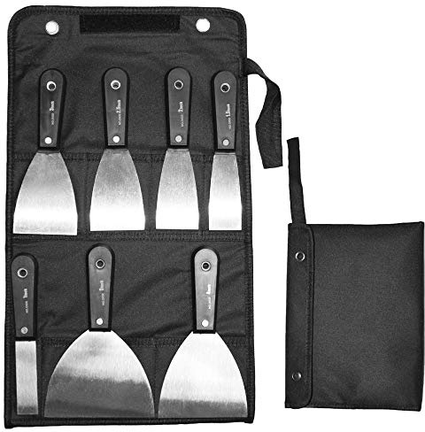 Schaber, Spachtelsatz, Putty Messer Set, HUYU Wandschaber, Spachtelmesser, rostfrei Spachtel Set, Baumarkt Spachtel Set, mit tragbarer Tasche, Spachtelbreite 2.5-12.8 mm, 7-teilig