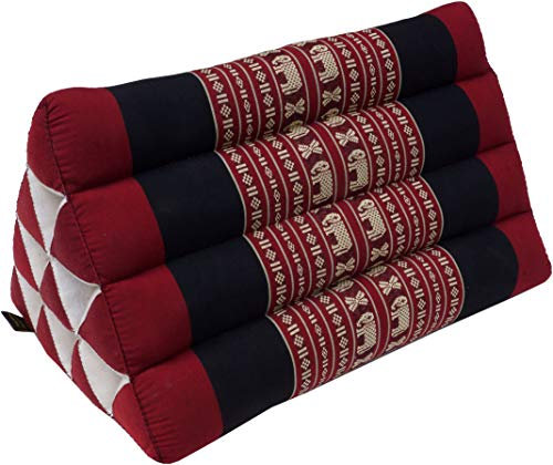 GURU SHOP Dreieck Thaikissen, Dreieckskissen, Kapok - Elefant Rot/schwarz, 30x30x50 cm