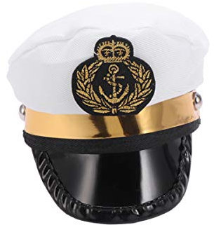 balacoo Hund Polizeimütze Polizei Hut Anker Kapitän Mütze Kazte Hut Halloween Haustier Cosplay Polizei Kostüm Zubehör Foto Prop 13,5cm (Weiß und Schwarz)