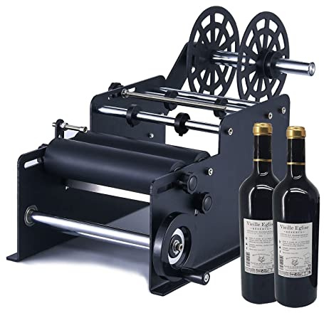 SUSEMSE Machine d'étiquetage de Bouteille Ronde MT-30, applicateur d'étiquettes Manuel, réglable, Semi-Automatique, Auto-adhésive, pour canettes et Bouteilles