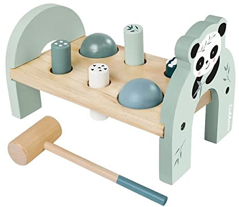 Eichhorn - Klopfbank mit 4 Klopfstiften und 2 Kugeln, inkl. Hammer, 8 teilig, 23x12,5x14,5 cm groß, aus Birkenholz, ab 1 Jahr