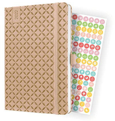 SIGEL J2109 Wochenkalender Jolie 2022 - ca. A5 - beige - Hardcover - 174 Seiten - mit vielen Infos und praktischen Stickern - FSC-zertifiziert - Terminplaner