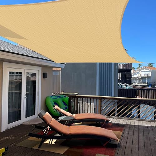 Cool Area Tenda a Vela Rettangolare 2.5x3m Traspirante HDPE Vela ombreggiante Protezione Raggi UV parasole per Giardino Esterno Terrazza-Sabbia