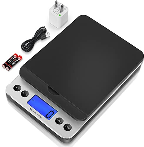 THINKSCALE Shipping Scale, 86lb Postal Scale with Hold and Tear Function, 5 Units, Auto-Off, Postage Scale for Packages Mailing Small Business, AC Adapter & Battery Included