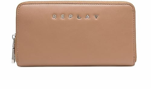 Replay Damen Portemonnaie Geldbörse Groß aus Kunstleder, Dirty Pale Beige 074 (Beige), Onesize