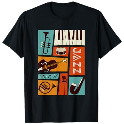 Jazz Snare Piano Music Jazz Band Musiker Saxophon Trompete T-Shirt