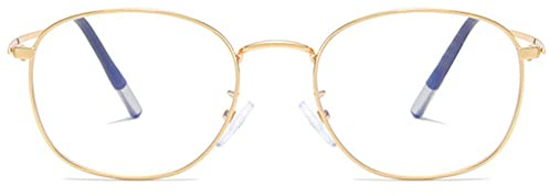 MAGIMODAC Damen Lesebrille Metall Blaulichtfilter Lesebrillen Oval Nerd Lesehilfe Sehhilfe Lesebrille Computerbrille mit Sehstärke 1.0+ 1.5+ 2.0+ 2.5+ 3.0+ 3.5+ 4.0(Golden 2.00)