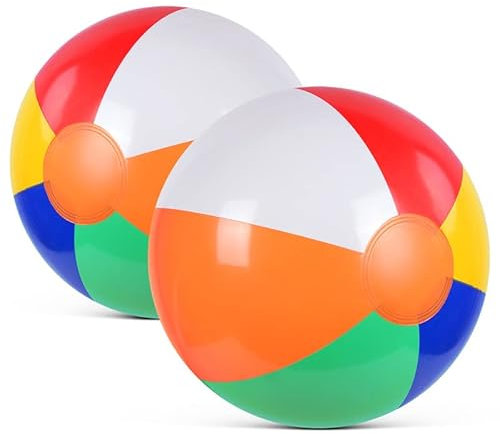 flintronic Aufblasbare Wasserbälle, Strandball in 40cm Durchmesser, 2 Stück Beachball in Regenbogenfarben, für Sommeraktivitäten im Freien, Wasserspiele, Schwimmbad-Strandparty