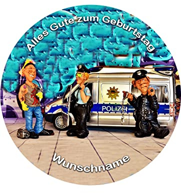 Tortenaufleger, Fondant, Wunschname, Tortenbild, Geburtstag, Polizei, Super Qualität, Ø 20cm, 06802