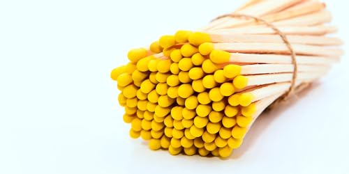 REHGLÜCK Schwarzwald, Aprox. 100 coloridas cerillas de 10 cm de largo, también adecuadas como recambio para nuestras elegantes botellas decorativas (color de la cabeza del fósforo: amarillo)