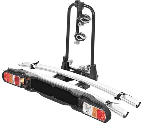 eBike Portabicicletas para enganche de remolque de bicicleta, portabicicletas trasero, portabicicletas Tilting 2, portabicicletas eléctricas para 2 bicicletas, carga de 60 kg, plegable en el vehículo,