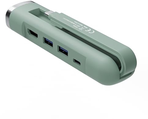 Ewent Hub 5 in 1 adattatore Type C, Hub Multiport 1xHDMI 4K, 1xPD 100W, 2x USB-A, 1xLAN, Docking Station Compatibile con MacBook Pro/Air, iPad, iPhone 16 Plus Max, Galaxy S24, Cavo lungo 11.5cm