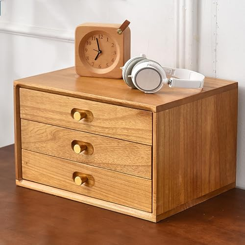 LOCHE Schubladenbox,schubladenbox Holz,kommode Holz,schubladenelement,mini kommode,büro aufbewahrung & Organisation,aufbewahrungsbox klein, Für Dokumente, HxBxT: 40x 30 x 31.2cm, (Color : Wood Yello