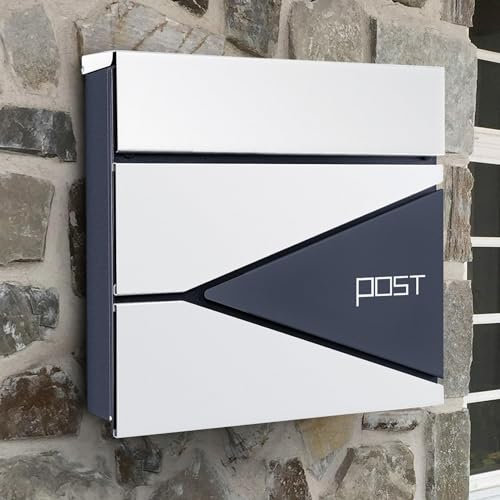 YAEGER Postkasten Modern, Abschließbar, 2 Schlüssel Mitbringen, Wandbriefkasten, Postaufbewahrungsbox Aus Eisen, für Außenwand