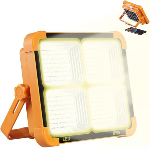 Luminea Battery Construction Spotlight: Solar Battery Spotlight with CCT LEDs and Power Bank, 1000 lm, Dimmable (Battery Work Light, Construction Spotlight LED Solar, Battery)