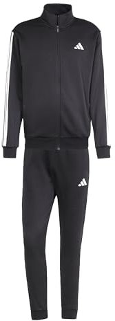adidas Uomo SPORTSWEAR BASIC 3 STRIPES FLEECE TRACKSUIT, Black, L