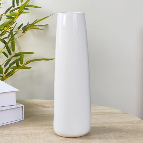 JIDOFUE Jarrón de cerámica blanco, jarrón alto de 30 cm de alto, modernos jarrones de suelo con textura grande para decoración del hogar, estantería, granja, sala de estar, centros de mesa, jarrón