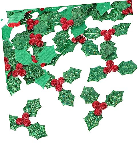 RORPOIR Aufnäher Mit Stechpalmenblättern Und Beeren Schachtel Mit 100 Weihnachtsapplikationen Ornamente Für Baumschmuck Und Geschenkverpackungen