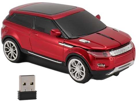 Restokki Souris de Jeu sans Fil en Forme de Voiture 2.4 GHz 1600 DPI Souris d'ordinateur en Forme de Voiture 3D Cool avec récepteur USB pour Ordinateur Portable (Red)