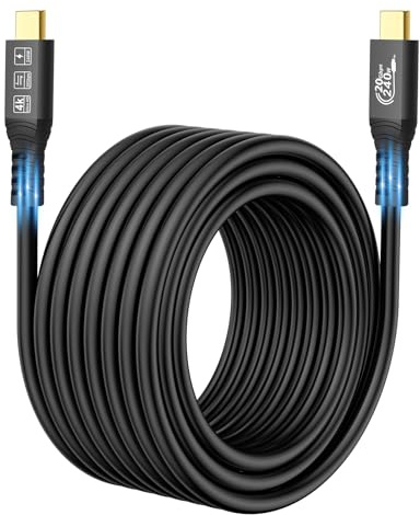 20 Gbps USB C 3.2 Gen 2-kabel, typ C 4 K @ 60 Hz UHD Video 5A/240 W PD3.1 Fast Charge kompatibel med Thunderbolt 3/4 för iPhone MacBook Samsung bildskärm (20 G, 240 W 5 M)
