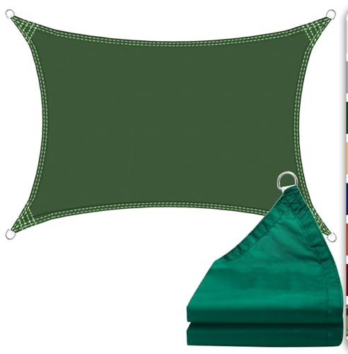 Vela Ombreggiante Impermeabile Rettangolo Tenda a Vela Protezione Raggi UV Parasole 3m x 3m Traspirante Con corda 180g/m² per Terrazza Giardino Balcone Campeggio Piscina. Verde