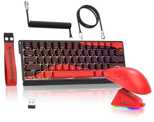 MAMBASNAKE x Attack Shark X60HE Rapid Trigger Wireless Teclado & X11 Gaming Ratón with 8K Espiral Cable, Mecánico Magnetic Switch RGB 60% QWERTY Teclado, 22K dpi PixArt PAW3311 Sensor Mice - Rojo