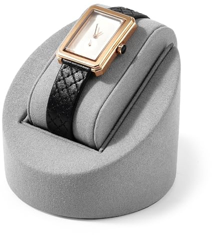 Papten Espositore Cilindrico Per Orologi, Custodia Per Orologi | Portaorologi, ideale per comodino, toeletta o vetrina, grigio, microfibra
