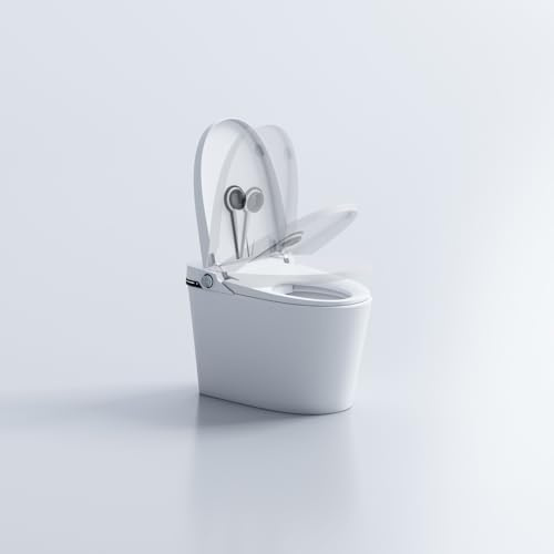 WC intelligent électronique avec bidet intégré, siège chauffé, système de nettoyage automatique, blanc