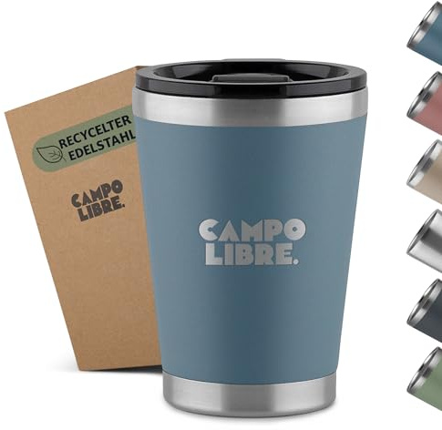 Campo Libre.® Bono I Thermobecher mit verschließbarem Deckel I Campingbecher 350ml I Thermosbecher I Perfekt als Teebecher to-go oder Coffee to-go Becher I Kaffeebecher thermo, Blue