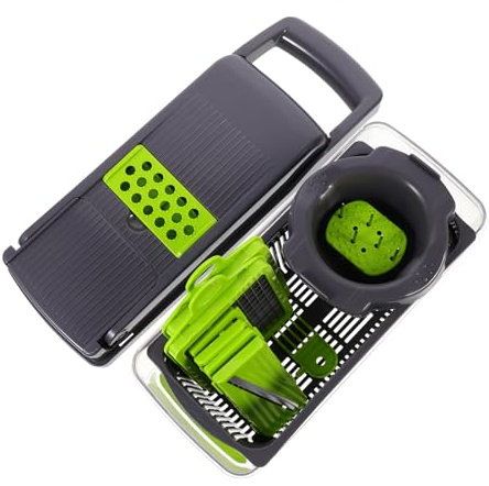 Zerodeko Cortador Multifuncional de Verduras y Frutas Rallador de Patatas y Zanahorias Diseño Ergonómico y Antideslizante Inoxidable para Cocina