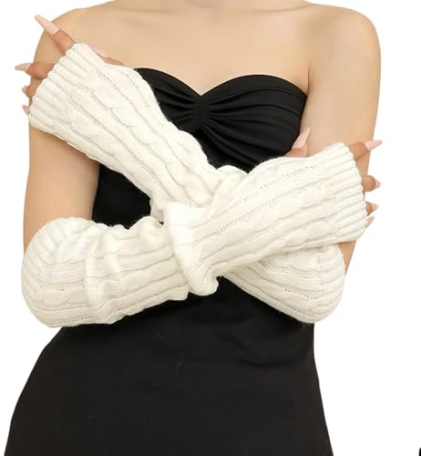 Zion Praiser Arm Warmers for Long Sleeve Fingerless Y2K Cool Girls Warm Black White Gothic Skateboard Punk Hip Hop Cosplay Knitted