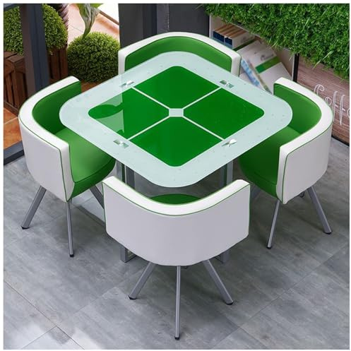 Runder/Quadratischer Konferenztisch, Platzsparendes Esszimmermöbel-Set, Moderner Konferenztisch Aus Gehärtetem Glas für Küche, Esszimmer, Essecke,9