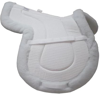 DimyFew Almohadilla de Montar Caballo Silla Asiento Antideslizante Absorción Impactos Sherpa Lavable Resistente para Cabalgatas Ecuestres Saltos, Blanco
