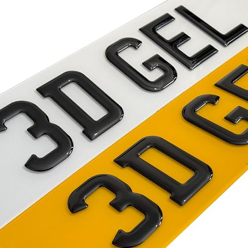 Standard 3D 4D 4D GEL Acrylic Number Plates- Styles UK Rear/Front/Pair for Automotive, Home Use/Outdoor Use Number Plate