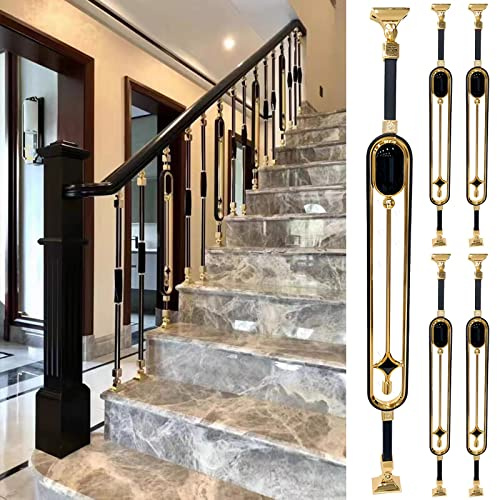 Kit de barandilla negra para terraza, paquete de 5 unidades de valla cuadrada con tornillos, barandilla horizontal hueca, barandilla decorativa, montaje frontal para seguridad y estilo al aire libre